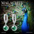 wholesale 925 Sterling Silver Green Malachite & Moss Agate Huggie Hoops Earrings-0-5