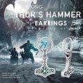 wholesale 925 Sterling Silver Viking Thor's Hammer Mjolnir Huggie Hoop Earrings w/Abalone Shell & Vegv¨ªs¨ªr Symbol-0-5