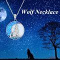 wholesale TOUPOP Wolf Necklace Sterling Silver Wolf Jewelry Opal Moon Pendant Necklace -0-1