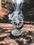 wholesale 925 Sterling Silver Celtic Knot Compass Pendant Necklace for Men & Women-0-4