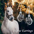 wholesale 925 Sterling Silver Horse Head Dangle Earrings with Black Enamel Finish for Women Girls  4cm Long-0-3