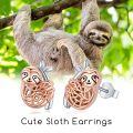 wholesale 925 Sterling Silver Sloth Stud Earrings with Rose Gold Accents and Leaf Details-0-5
