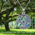 wholesale 925 Sterling Silver Abalone Shell Tree of Life Pentacle Pendant Necklace-0-4