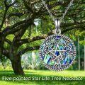 wholesale 925 Sterling Silver Pentagram Tree Of Life Abalone Shell Oval Pendant Necklace-0-4