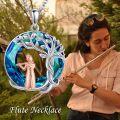 wholesale 925 Sterling Silver Blue Crystal Tree of Life Pendant with Violin Flute Necklace Musical Jewelry for Women Girls Gifts-0-5