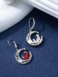 wholesale 925 Sterling Silver Red Fox Moonstone Drop Earrings-0-2