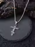 wholesale 925 Sterling Silver Crucifix Cross Pendant Necklace  for Men & Women - Religious  Sets Wholesale w/ 24  and Box Packaging-0-3