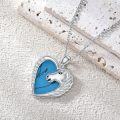 wholesale 925 Sterling Silver Turquoise Heart Horse Pendant Necklace for Women-0-1