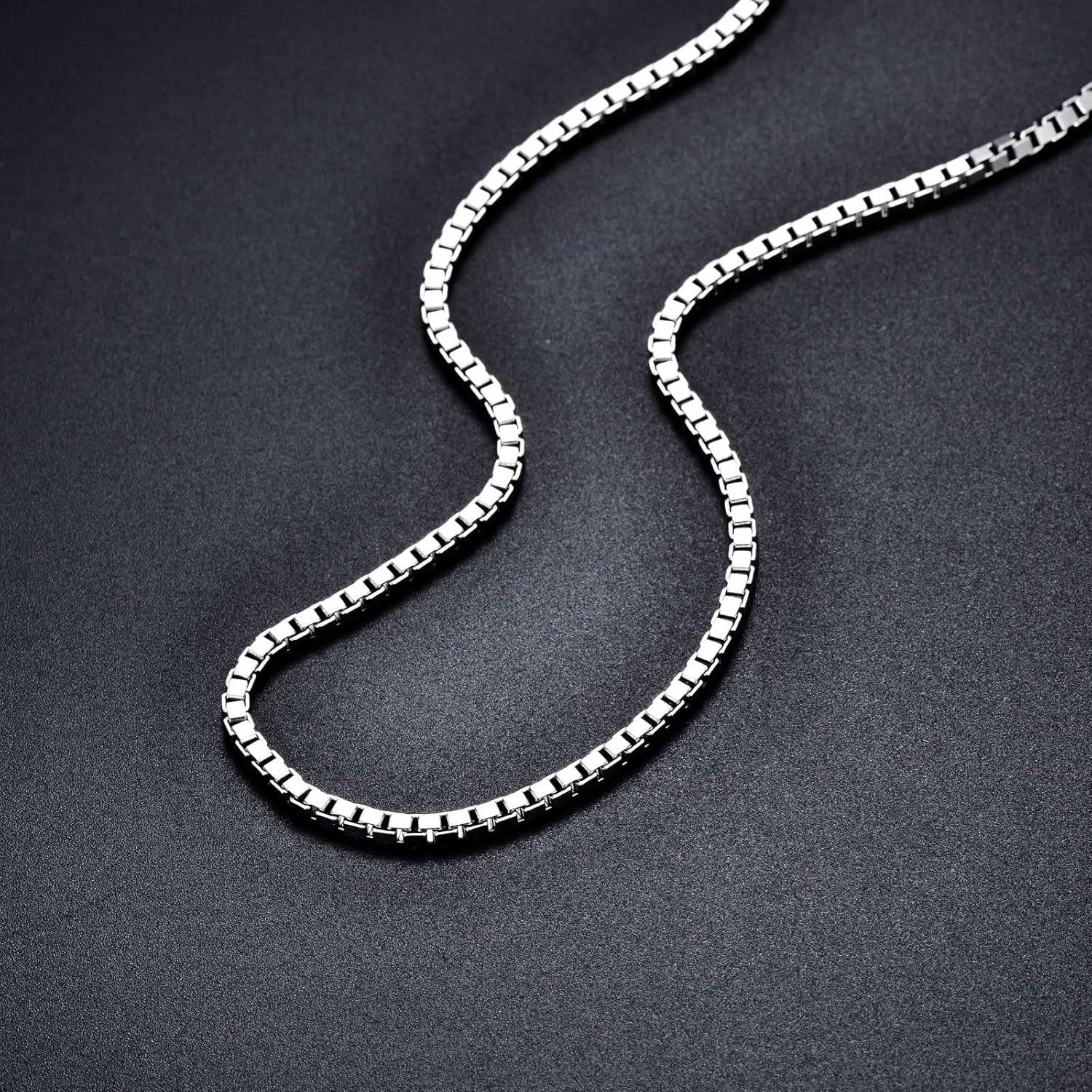 925 Sterling Silver Box Link Chain with Lobster Claw Clasp (1-4/7 mm) - Lengths from 18 to 26 inches-0-3