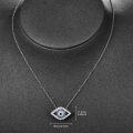wholesale 925 Sterling Silver Evil Eye Pendant with Blue Cubic Zirconia and White CZ Stones Necklaces for Women Gifts-0-2