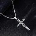 wholesale 925 Sterling Silver Jesus Crucifix Cross Pendant Necklace with 3D Design and  for Men Women -0-4