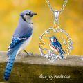 wholesale 925 Sterling Silver Bluebird Flower Circle Pendant Necklace for Women Gifts-0-4