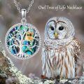 wholesale 925 Sterling Silver Tree of Life Owl Pendant Necklace with Abalone Shell and Cubic Zirconia Gifts for Women-0-4