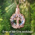 wholesale TOUPOP Tree Of Life Urn Necklace For Ashes With Circle Crystal 925 Sterling Silver Cremation Jewelry W/funnel Filler Memorial Keepsake Gifts For Women -0-3