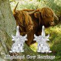 wholesale 925 Sterling Silver Highland Cow Sunflower Dangle Stud Leverback Hoop Earrings-0-2