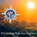 wholesale 925 Sterling Silver Abalone Shell Om Symbol Sun Pendant Necklace for Women Mom Girlfriend-0-4