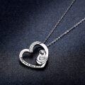 wholesale 925 Sterling Silver Heart-Shaped Sloth Slide Charm Necklace - Keep Me in Your Heart Pendant Gift for Her-0-3