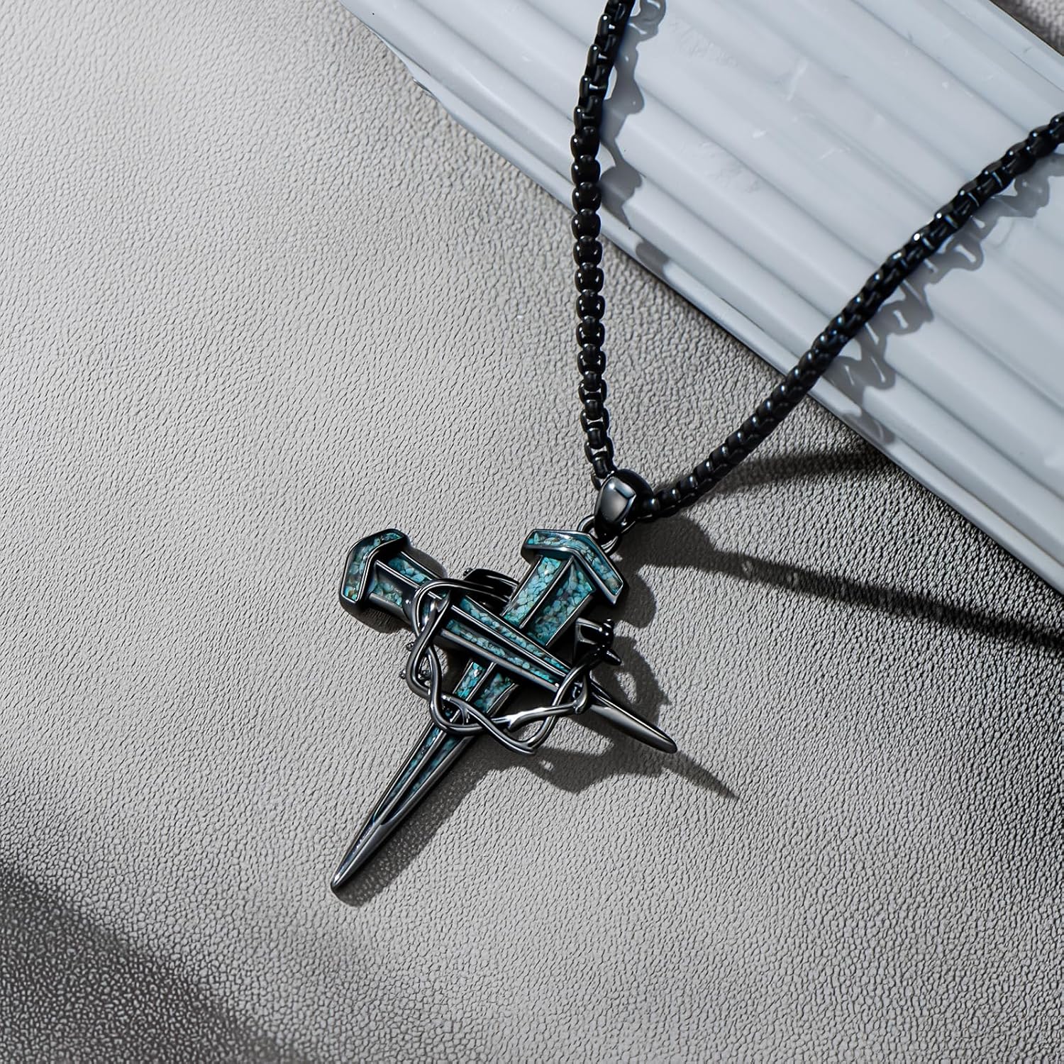 wholesale 925 Sterling Silver & Turquoise Celtic Cross Sword Pendant Necklace for Men Women Christian -0-2