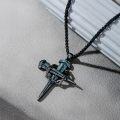 wholesale 925 Sterling Silver & Turquoise Celtic Cross Sword Pendant Necklace for Men Women Christian -0-2