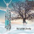wholesale 925 Sterling Silver Turquoise Tree of Life Pendant Necklace for Women Men 43cm Chain Length  Idea-0-5