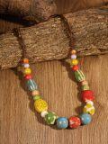 wholesale Ceramic Hippie Boho Colorful Round Beads Strand Necklace Bohemian Fashion Statement  for Women-0-3