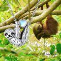 wholesale Sterling Silver Stone Cute Sloth Pendant Necklace for Women Girls Gifts-0-32