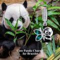 wholesale 925 Sterling Silver & Austrian Crystal Cute Smiling Panda Eating Bamboo Charm for Bracelet Necklace Gift-0-5