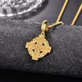 wholesale Gold 925 Sterling Silver Celtic Cross Pendant on Rolo Chain - Irish Knot Protection Jewelry for Men (24) -0-3