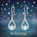 wholesale 925 Sterling Silver Teardrop Moonstone Star Drop Earrings Hooks for Women-0-4