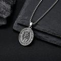 wholesale 925 Sterling Silver St. Peregrine Medal Necklace for Men Women Protection Catholic Faith Prayer s 47cm Chain Length-0-2