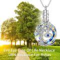 wholesale 925 Sterling Silver Rainbow Crystal Tree of Life Evil Eye Urn Keepsake Locket Necklace for Ashes Memorial Jewelry 24 Chain Included-0-10