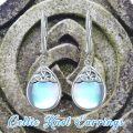wholesale 925 Sterling Silver Moonstone Celtic Knot Teardrop Dangle Earrings-0-2