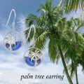 wholesale 925 Sterling Silver Blue Abalone Shell Palm Tree Drop Earrings Gift for Women-0-4