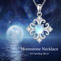 wholesale 925 Sterling Silver Moonstone Pendant Necklace Zircon Filigree Cross Platinum Plated-0-4