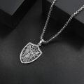wholesale 925 Sterling Silver Shield Shape Angel and Cross Pendant Necklace  for Men Women  45cm Chain Length-0-5