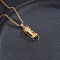 wholesale 925 Sterling Silver Gold Plated Saint Sebastian Black Onyx Pendant Necklace-0-2