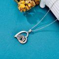 wholesale 925 Sterling Silver Heart-Shaped Pendant with Tiger and Girl Design Necklace-0-3