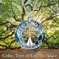 wholesale Sterling Silver Blue Crystal Celtic Tree of Life Pendant Necklace-0-8