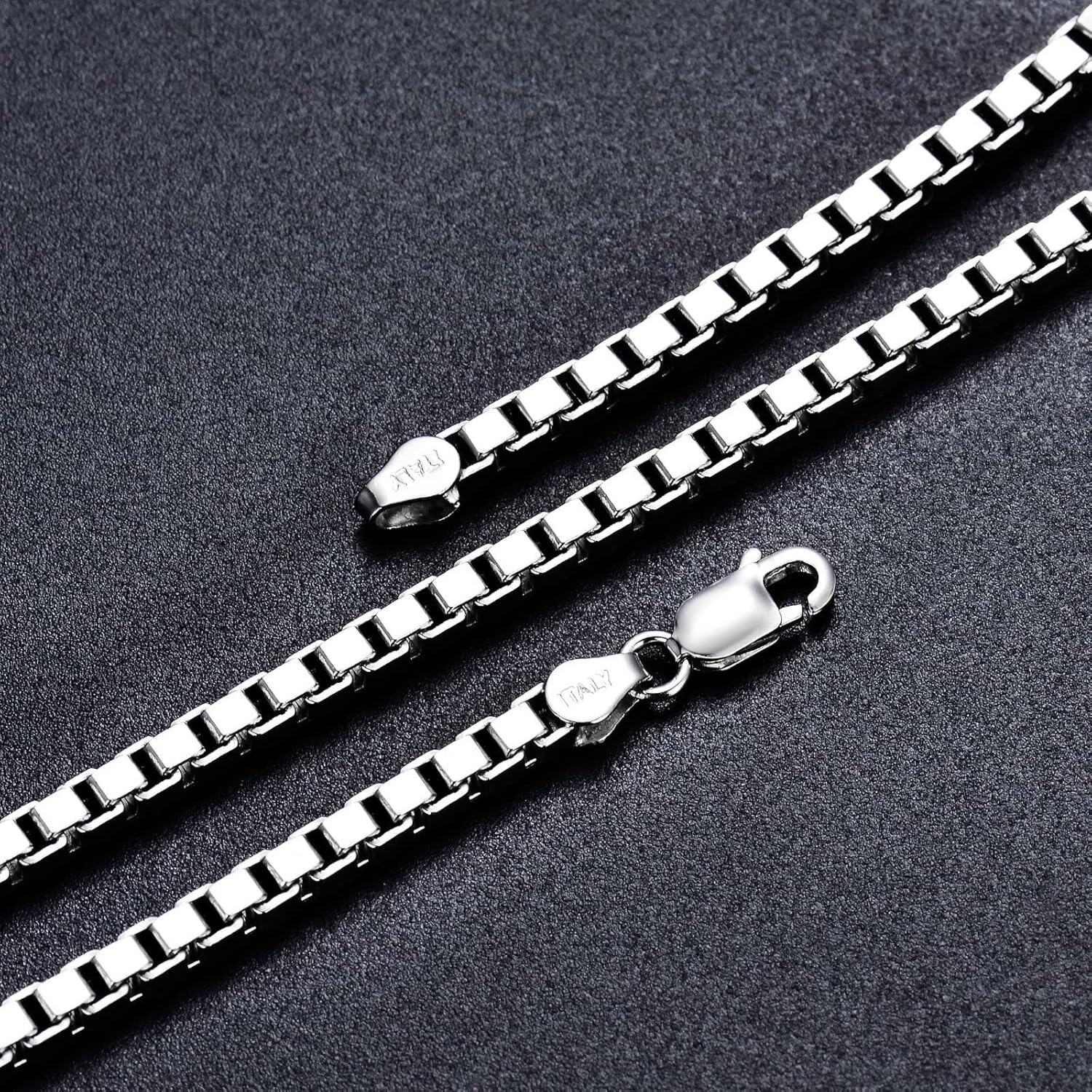925 Sterling Silver Box Link Chain with Lobster Claw Clasp (1-4/7 mm) - Lengths from 18 to 26 inches-0-2
