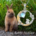 wholesale 925 Sterling Silver Moonstone Rabbit Pendant Necklace for Women - Easter/Mother's Day Gift-0-3