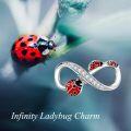 wholesale 925 Sterling Silver Infinity Love Red Black Ladybug Pendant Bracelet & Necklace Set for Women's Gift-0-3