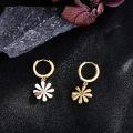wholesale 925 Sterling Silver Daisy Flower Drop Earrings Wholesale With Ladybug Charm-0-2