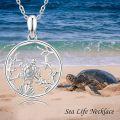 wholesale 925 Sterling Silver Sea Turtle Starfish Shell Coral Tree of Life Pendant Necklace for Women Girls Gifts Jewelry 45cm Chain Length-0-4