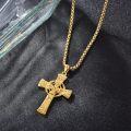 wholesale Gold 925 Sterling Silver Celtic Cross Pendant on Rolo Chain - Irish Knot Protection Jewelry for Men (24) -0-4