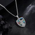 wholesale 925 Sterling Silver St. Christopher Shield Pendant with Abalone Shell Protection Necklace for Men Women Gifts-0-3