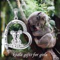 wholesale 925 Sterling Silver Koala Bear Love You Forever Heart Pendant Necklace for Women Girls  45cm Chain Length-0-4