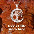 wholesale 925 Sterling Silver Moon & Tree Pendant Necklace with Cubic Zirconias for Women's Fashion s-0-4