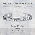 wholesale 925 Sterling Silver Metal Rune Design Adjustable Cuff Bracelet for Men & Women-0-5