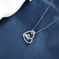 wholesale 925 Sterling Silver Heart-Shaped Sloth Pendant Necklace with Cubic Zirconia Gifts for Her-0-2