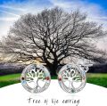 wholesale 925 Sterling Silver Tree of Life Stud Earrings Round Birthstone Jewelry Gifts-0-2